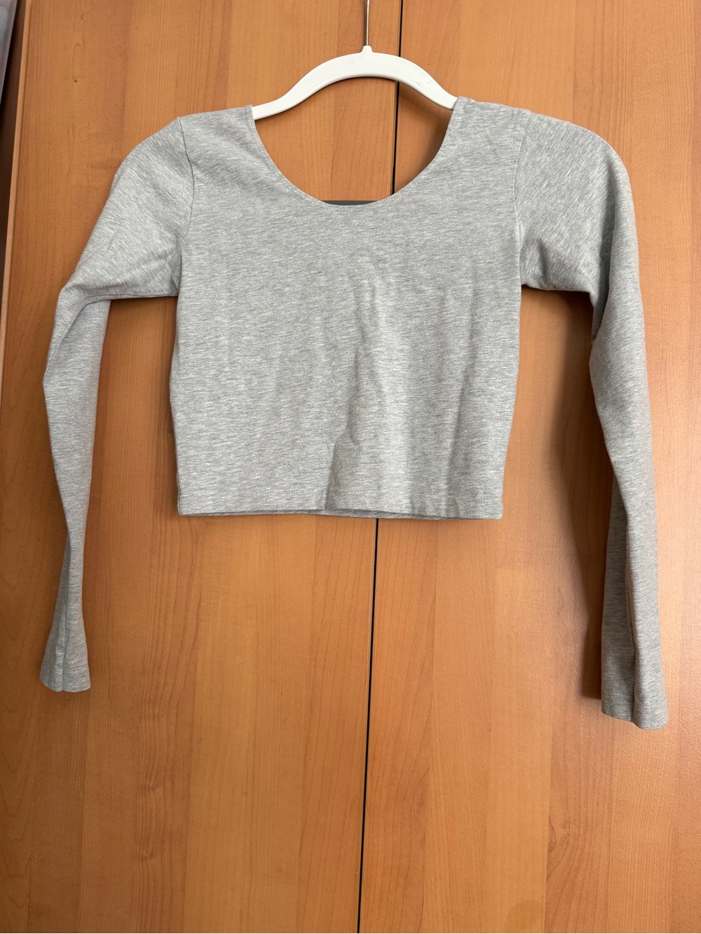 American Apparel Light Gray Long-Sleeve Cropped Top